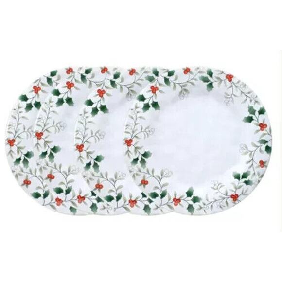 NEW Set Of 4 Pfaltzgraff Melamine Winterberry Dinner Plates 10.25 Inches - Picture 1 of 7